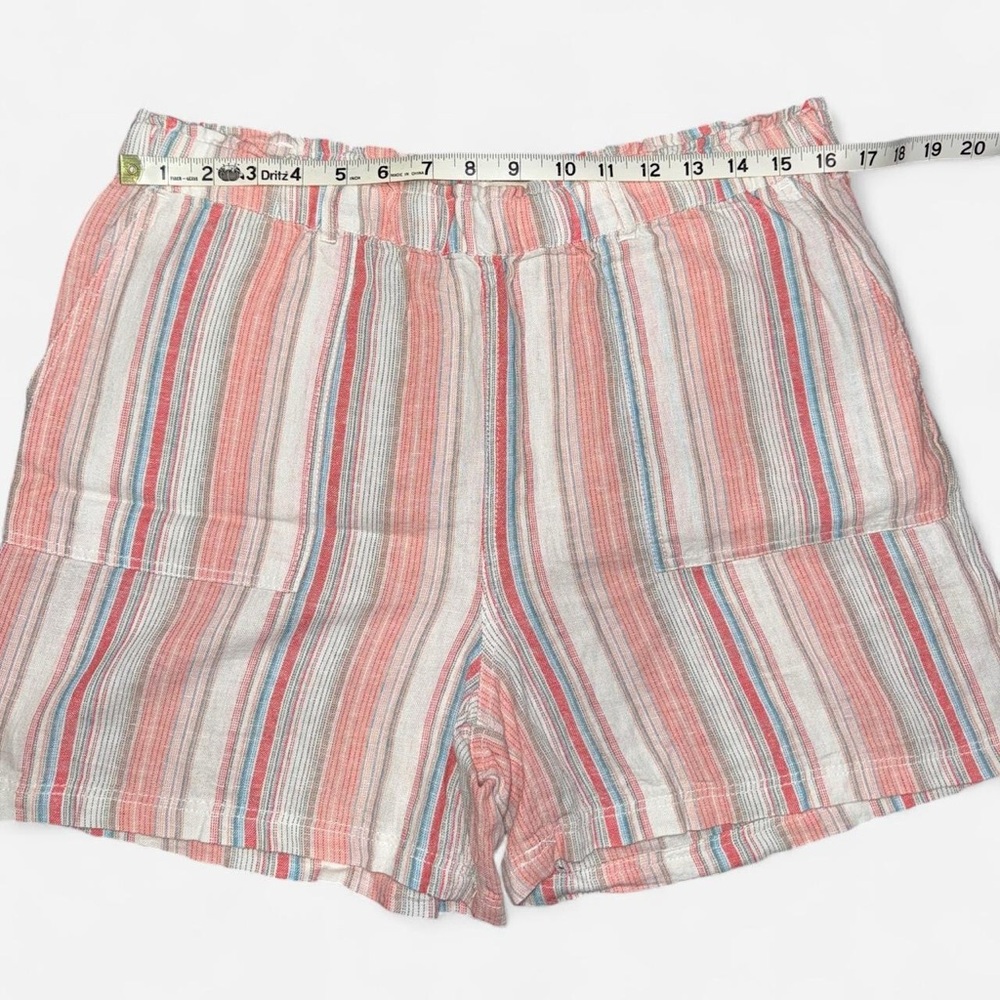 Pink and White Striped Linen High Waisted Shorts - Picture 3 of 8